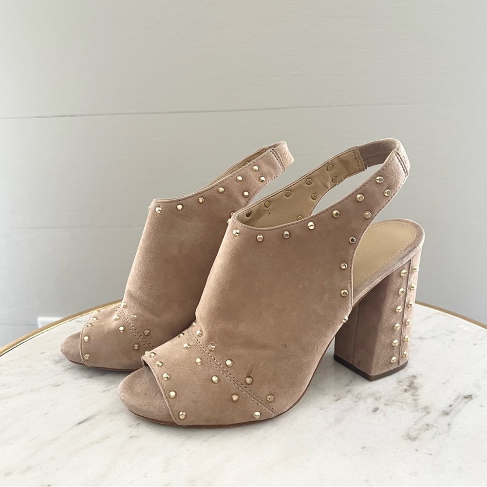 Astor Studded Slingback Sandal, Beige